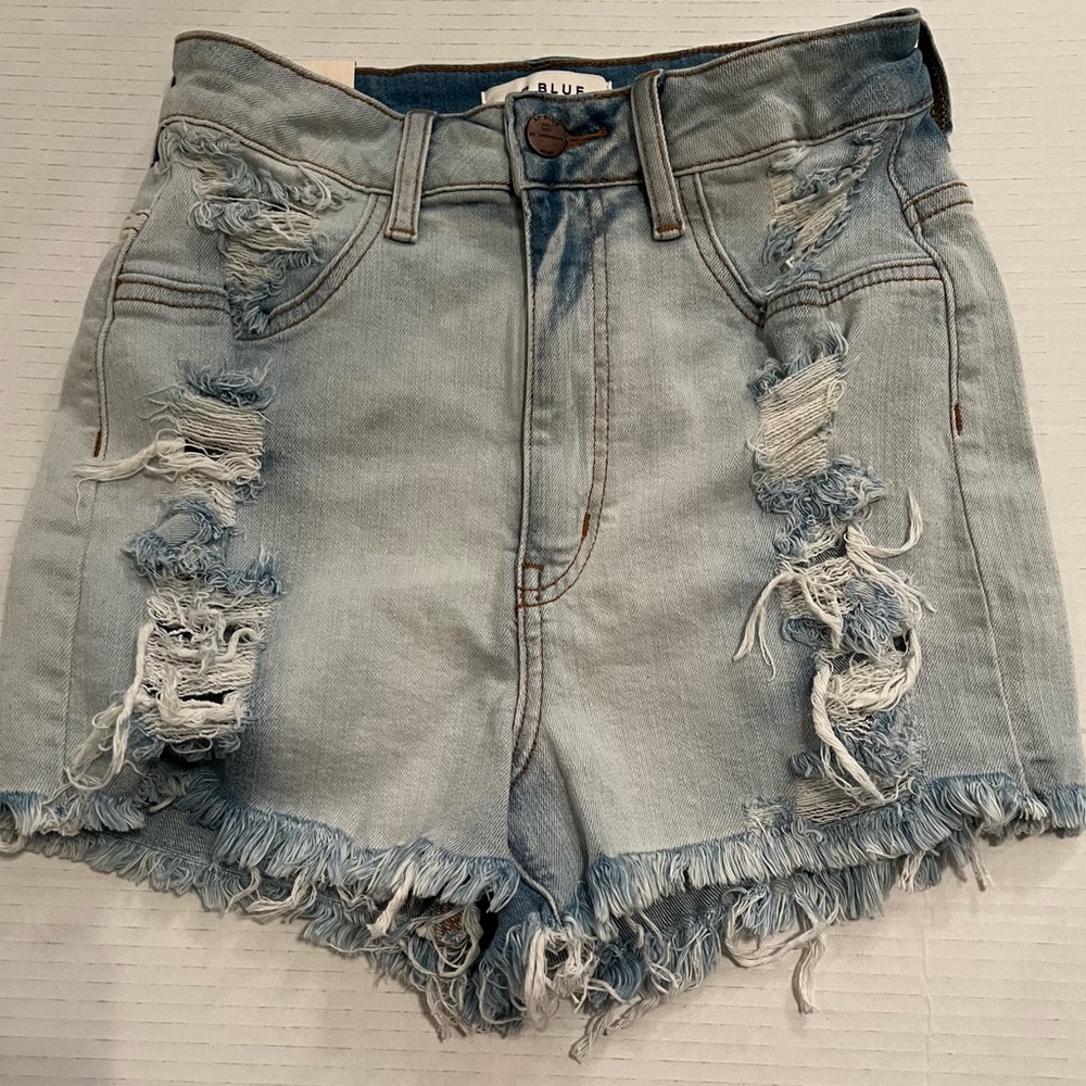 Aphrodite Light Blue Distressed Jean Shorts